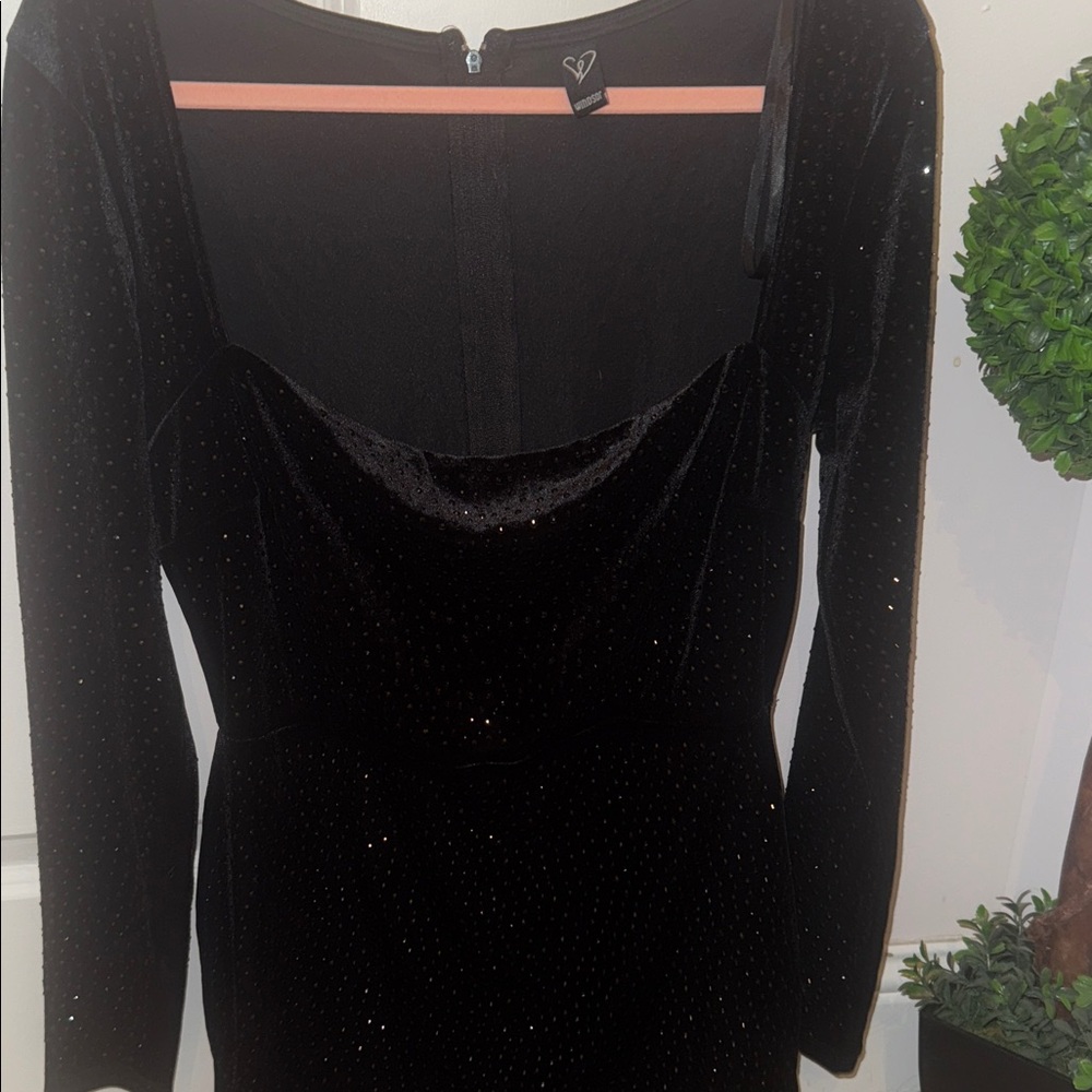 Elegant Windsor rhinestone Black Velvet Dress